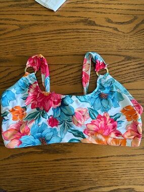 Time and tru Floral Tropical Bikini Top